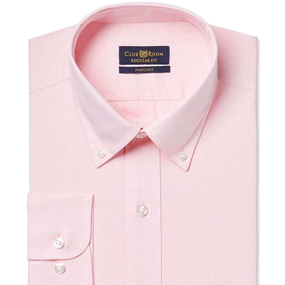 Men's Club Room Pinpoint Button Down Pink S 16 NWT